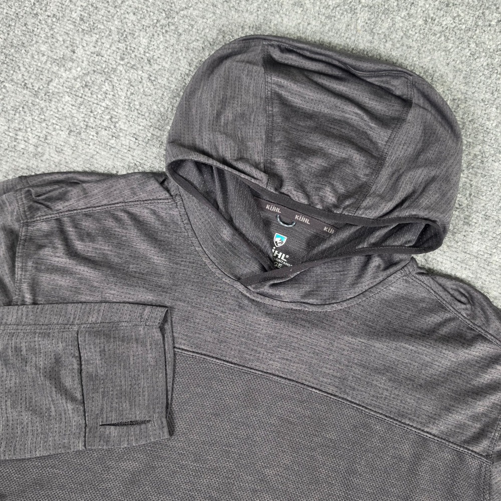 KUHL Engineered Hoodie Mens XL Black UPF Sun Shirt Long Sleeve 7423 READ